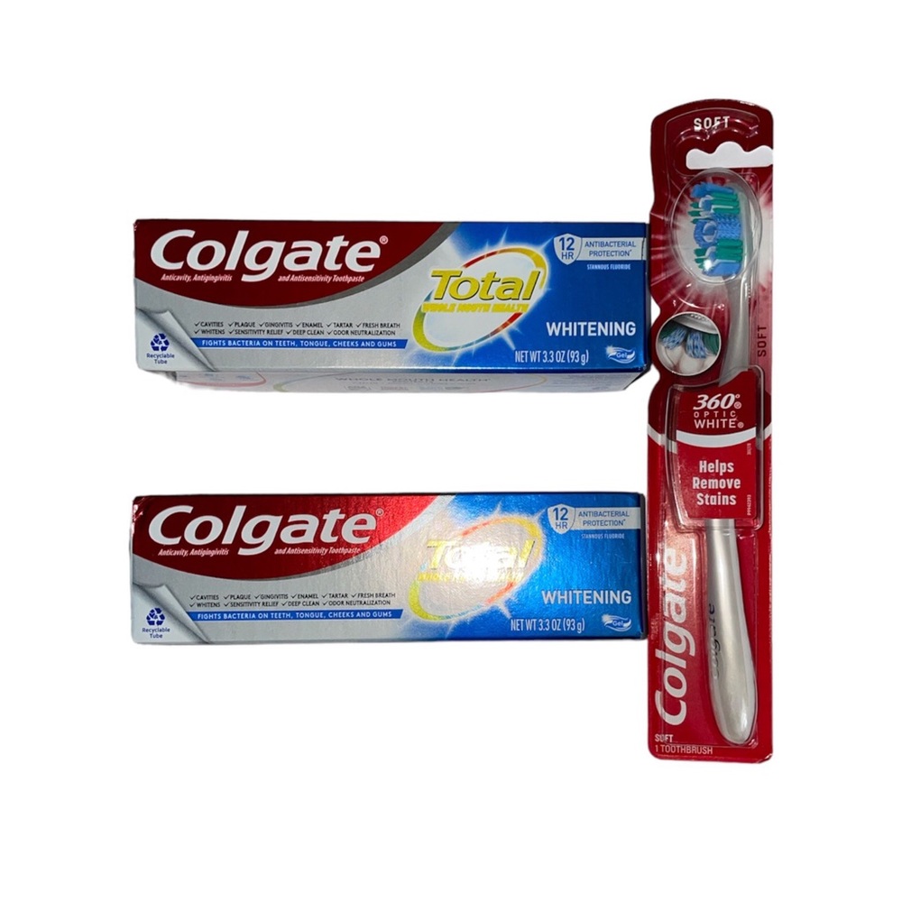 Colgate Total Toothpaste 3.3 oz Lot Of 2 and 1 Colgate Toothbrush NEW EXP: 7/24
